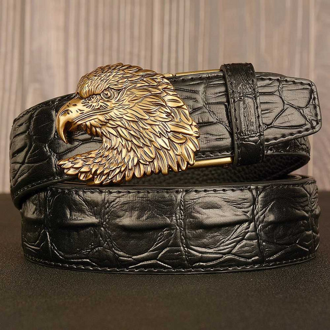 통가죽 빅사이즈 벨트 버클 이글 자동 소가죽 남성용 스트랩 가죽