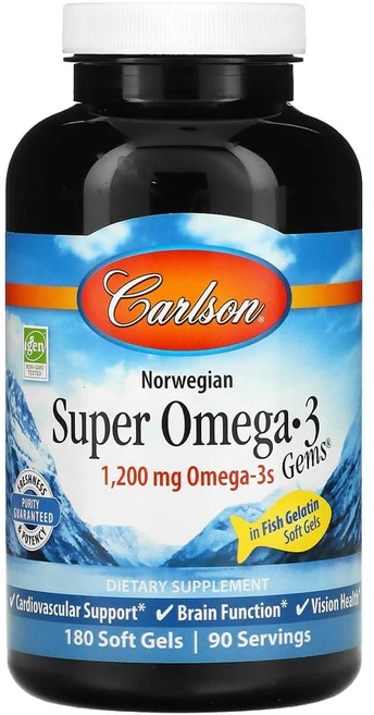 노르웨이 수퍼 오메가3 단백질 비타민D 칼슨 omega3 600mg 180 캡슐, 1개, 180정 - 쿠팡