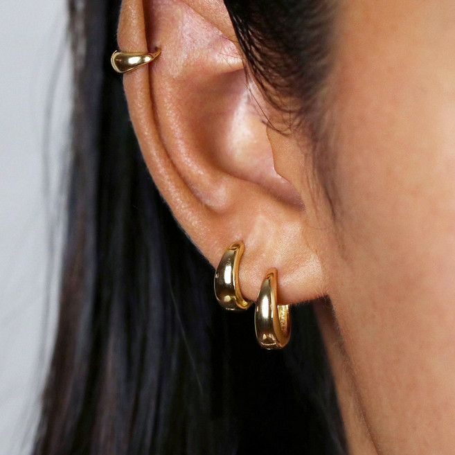 써지컬스틸 미니 볼륨 링 원터치 귀걸이