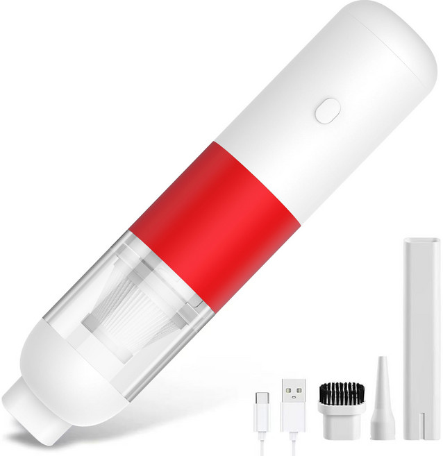 RYZO 무선청소기 핸드청소기 가정용 차량용청소기 휴대용청소기 일체형청소기 에어드라이어+롱빨기+브러쉬빨기, 레드