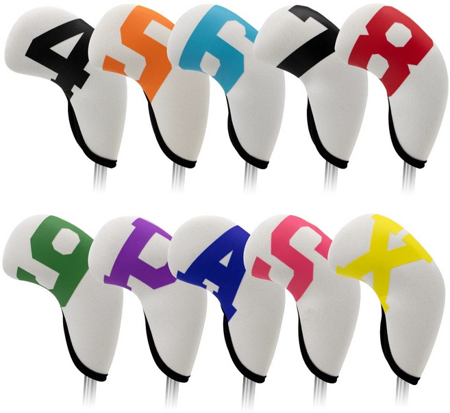플랜와이 골프 아이언커버 세트, 네오프랜 화이트&컬러넘버