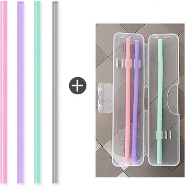 아가프라 실리콘빨대10p+보관케이스 20cm 재사용 음료빨대, 실리콘빨대 10p(색상랜덤)+케이스, 1개