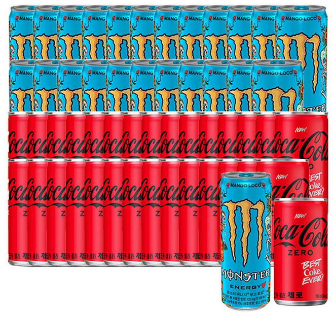 몬스터 에너지 망고 로코 355ml 24캔+코카콜라제로 190ml 30캔, 24개입