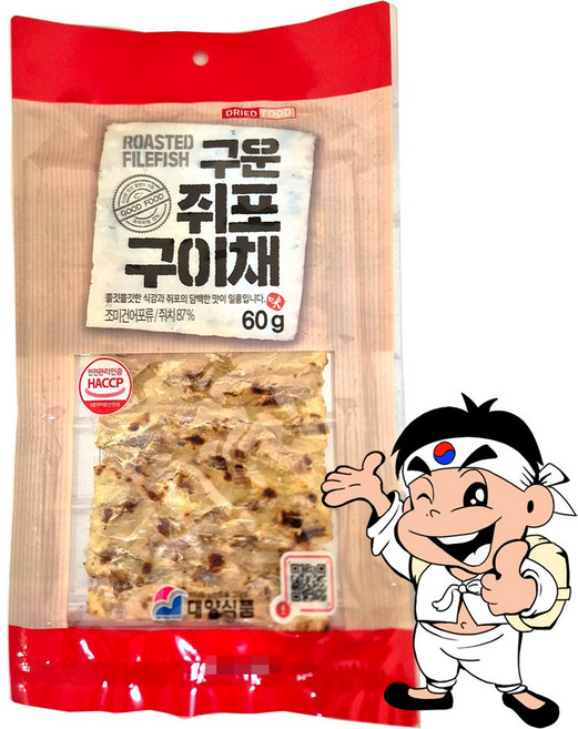 [가락시장갑룡씨] 쫄깃쫄깃한 식감 구운 쥐포 구이채 60g, 1개
