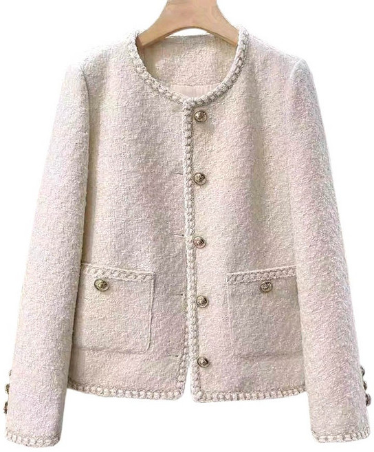 여성 금장버튼 트위드 자켓 봄 가을 고급스러운 골드배색 프렌치 아우터 슬림핏 숏자켓