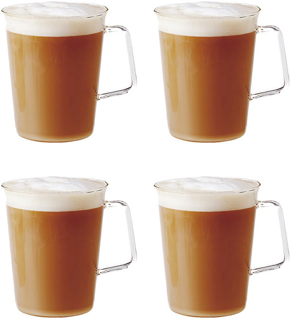 킨토 캐스트 라떼 머그 430ml 내열유리잔, 4개, 클리어