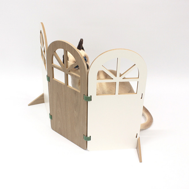 다빈 창문형 LPM코팅 팻파티션 3P 화이트&무늬목, 1개