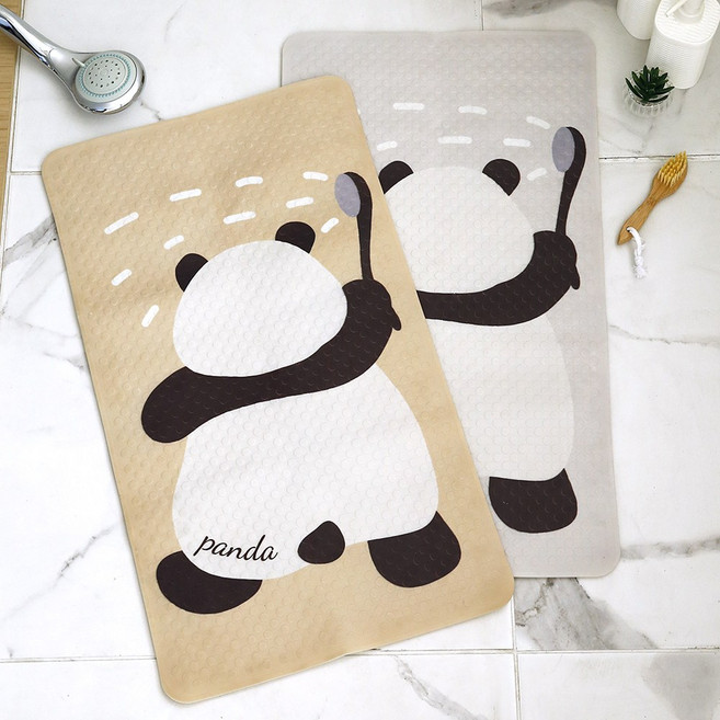 플라라 팬더 흡착 미끄럼방지 욕실 샤워 매트, 그레이