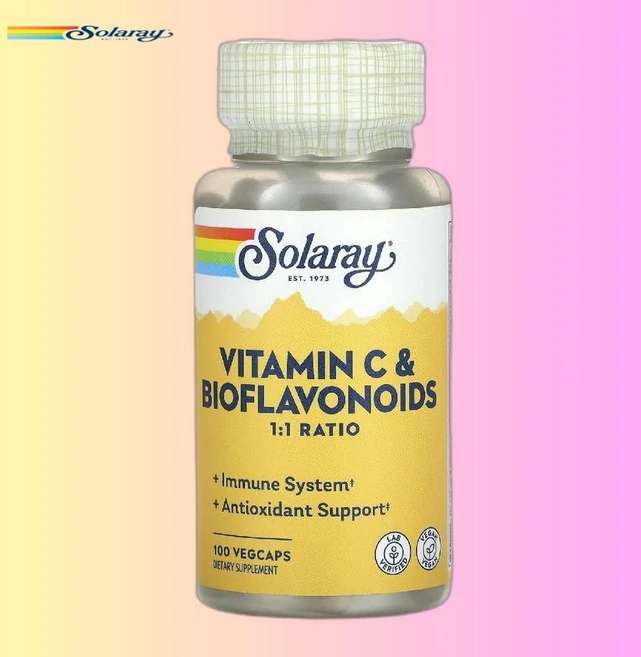 솔라레이 비타민C 및 바이오플라보노이드 1:1 비율 베지 캡슐 100정, 1개, 1개 - 쿠팡