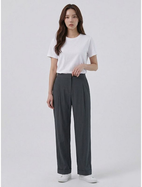 샤트렌 다크그레이 베이직 일자핏 데일리 밴딩 팬츠 HCBSPT105