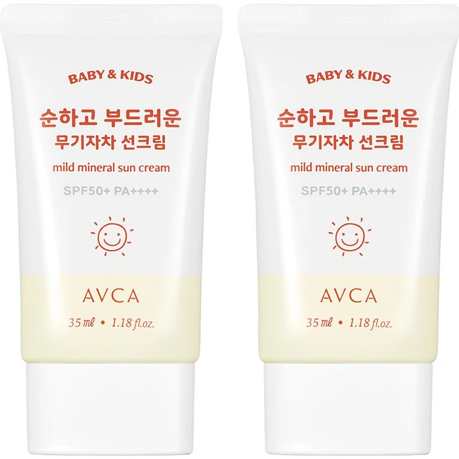 아브카 베이비 앤 키즈 저자극 무기자차 선크림 SPF50+ PA++++, 35ml, 2개 - 쿠팡