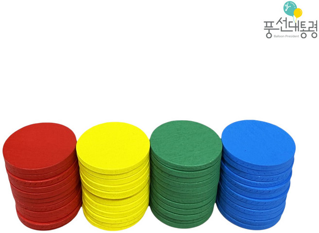 다목적 원목 게임칩 4색 세트 48P (지름 31mm), 1세트