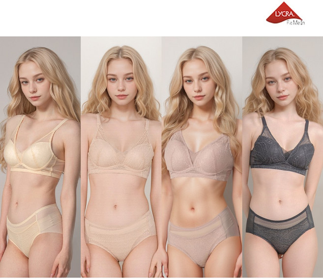 라이크라 핏미인 노와이어 심리스 컴포트 누디 브라팬티세트 8종