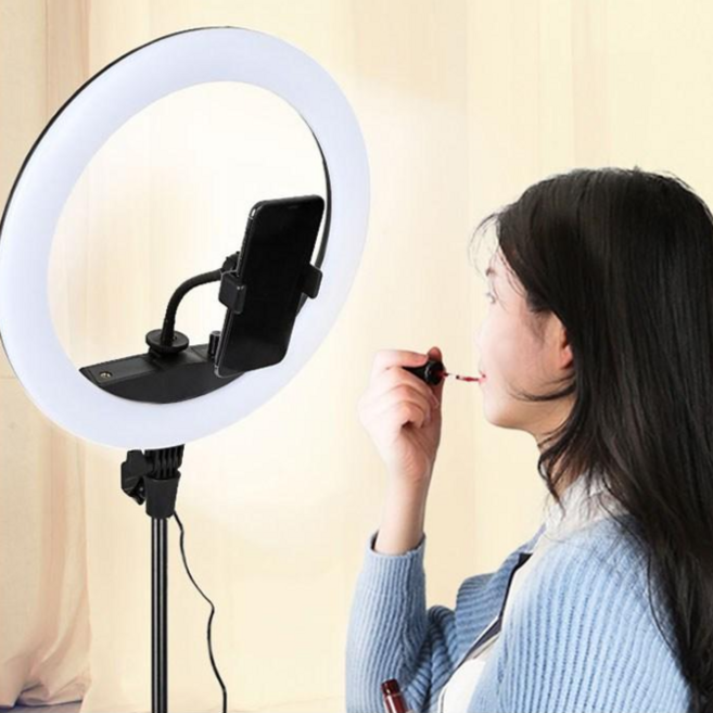 좋은녀석 유튜브 개인방송조명 장비 LED 링라이트 스탠드 밝기조절 3가지빛, 1개, LED링라이트+삼각대