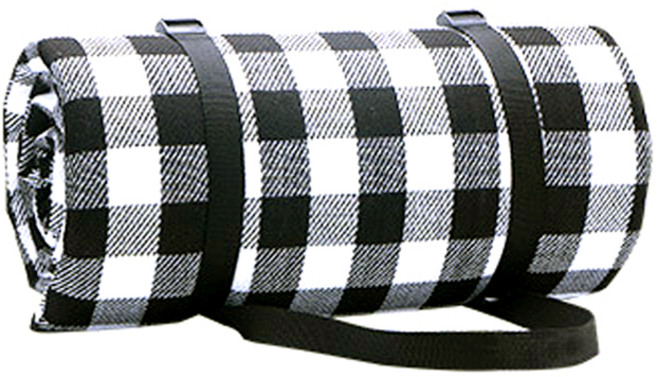 두꺼운 감성 체크 피크닉매트 특대형 방수 돗자리, 블랙