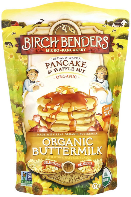 건강챙기세요 Birch Benders 팬케이크 & 와플 믹스 유기농 버터밀크 454g(1lb) 백살까지오래오래, BirchBenders팬케이크와플믹스유기농버터밀크454