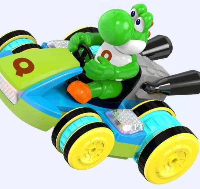 四通馬里奧遙控車 炫酷特技燈光音樂卡丁賽車, 1個, 恐龍電池版