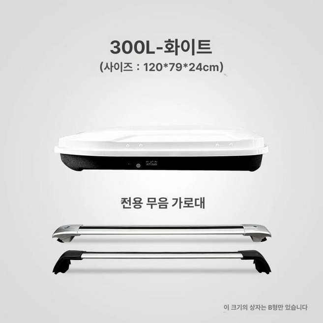 차량용 루프백 자동차 바스켓, 1개, 300L 화이트 무소음크로스바포함