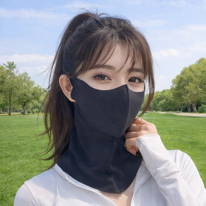 누아벨르 여성용 자외선차단 냉감 스포츠 마스크 햇빛가리개 넥페이스가드, 1개, 블랙