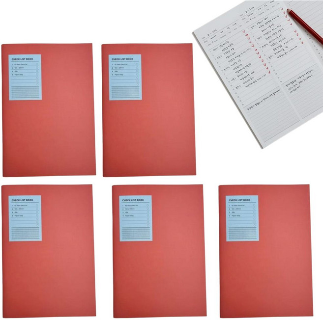 더메모 체크리스트북 플래너 노트, 5개, 48매, 코랄