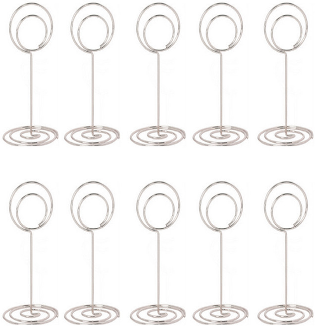 씨앤초이스 스탠드 메모홀더 10세트 네임텍 명함꽂이 쇼클립 문구사무 데스크용 사진 엽서 POP, 10개입_대형_원형실버