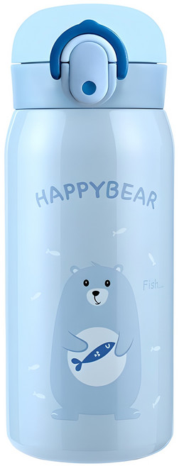홈애니 해피베어 원터치 보온보냉병, 스카이블루, 350ml, 1개