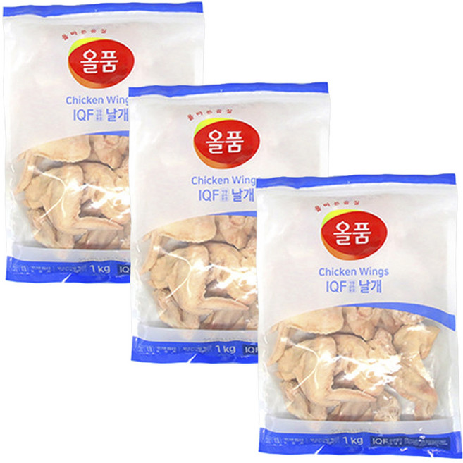올품 IQF 날개 (닭날개) 1kg 3개 소비기한 26.05.26