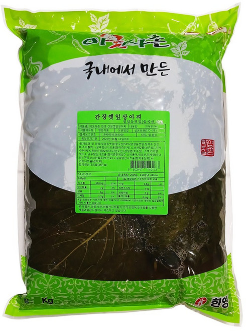 한영식품 한영 간장 깻잎 장아찌 1Kg 10개이강산닷컴, 10개