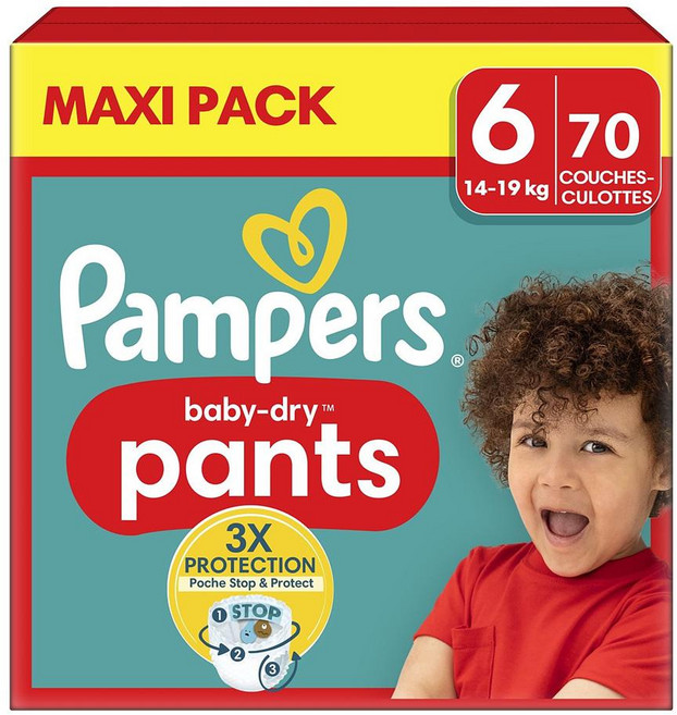 팸퍼스 베이비 드라이 팬츠 70개 1팩 사이즈 6 14-19kg Baby Diapers Pants Baby - Dry Pants 14 - 19 kg, 1개, 1단계
