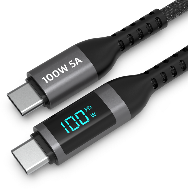 로랜텍 빌리프 LCD 디스플레이 100W 5A C to C PD 초고속충전 케이블, 1개, 0.5m