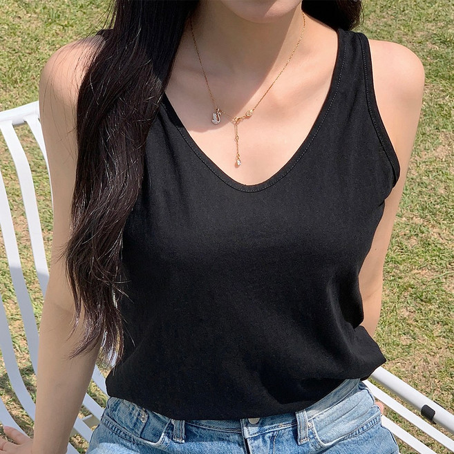 로이지 여성나시티 레이어드티셔츠 여릿 민소매 이너나시 데일리