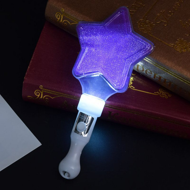 星星熒光棒 五角星閃光 演唱會應援氣氛 兒童演出發光道具, 五角星棒-紫色,10個, 1個
