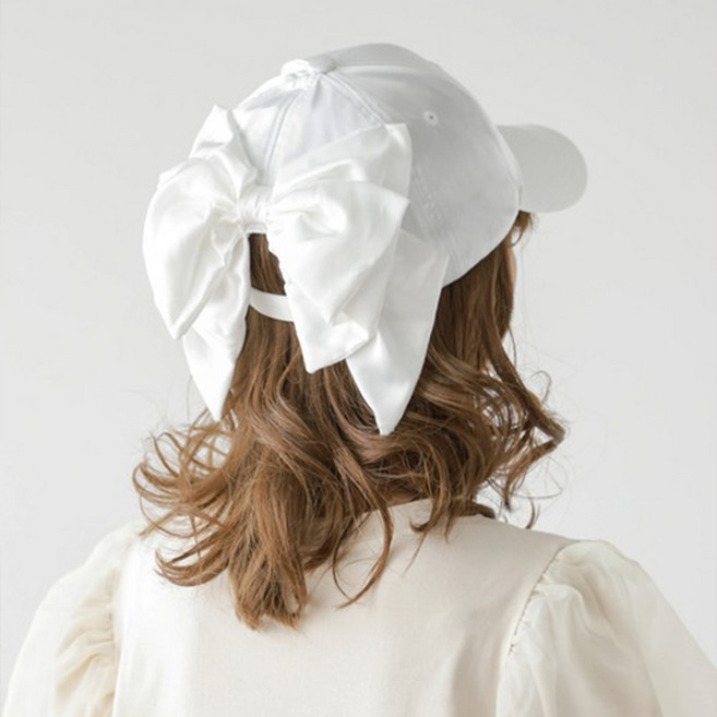VITALO 리본샤인 볼캡 뒷리본 여성패션모자 볼캡 썬캡 러블리 데일리모자