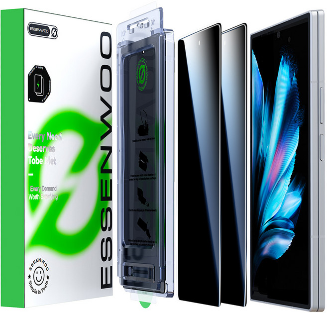 ESSENWOO Galaxy 프라이버시 필름 9H 강화 유리 지문 방지 필름 + 부착 키트 2p, 1세트