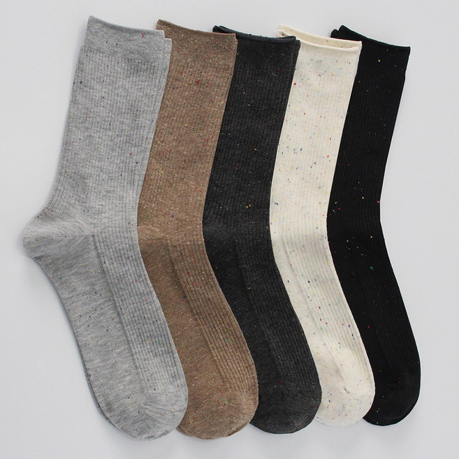 이너피아 작은 별빛 골지 긴 양말 여성 장목양말 5켤레