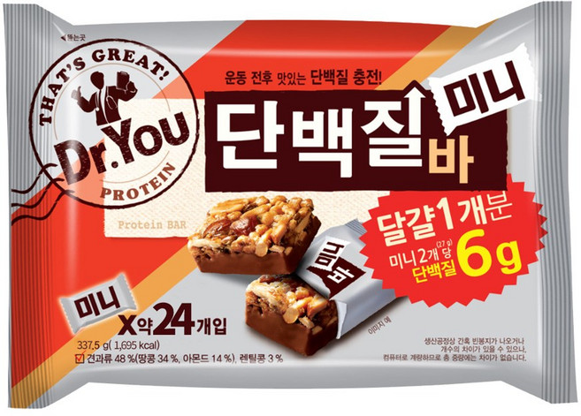 오리온 닥터유 단백질바 미니 (24봉입), 337.5g, 1개