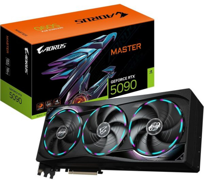 기가바이트 AORUS 지포스 RTX 5090 마스터 32G 그래픽 카드 WINDFORCE 쿨링 시스템 32GB 512비트 GDDR7 GV-N5090AORUS M-32GD 비디오, 기가바이트 AORUS 지포스 RTX 5090 마스터 3