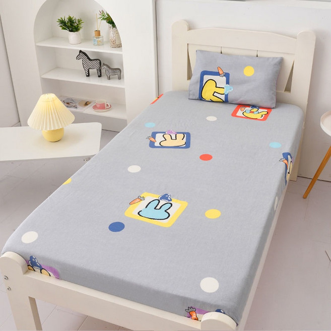 兒童床床笠 床笠 兒童床墊套 純棉全包單件 嬰兒床床單, 灰灰 秋冬加厚款 ,60*110 厚3-9cm, 1個
