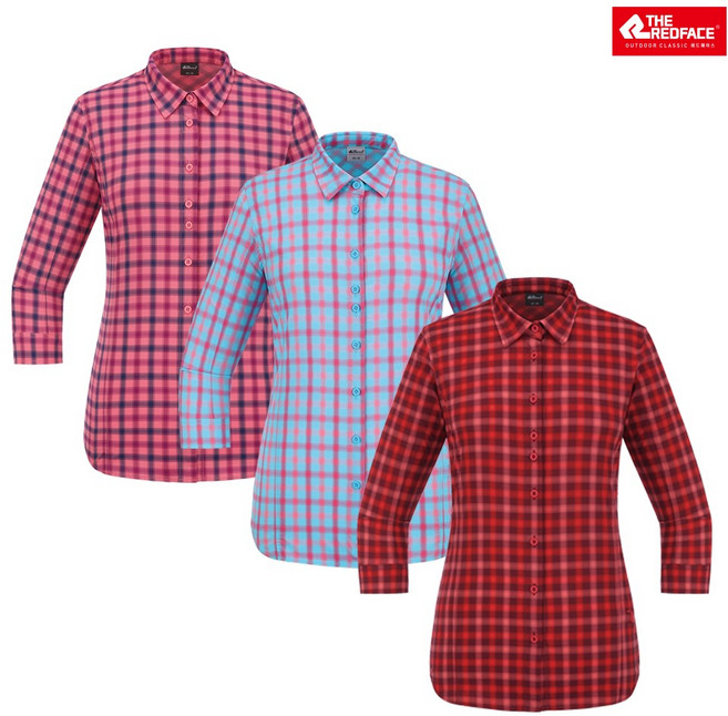 [레드페이스 본사] BS벤트체크7부우먼셔츠 REWFWSSBE051