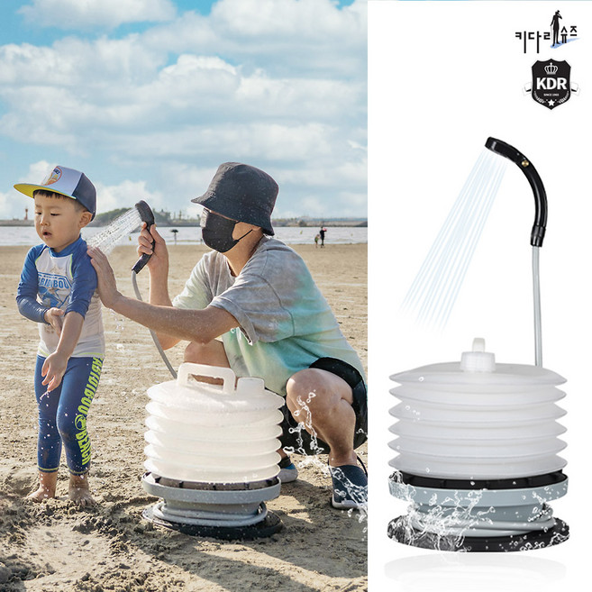 전동 캠핑샤워기 올인원 접이식 초간단 간편 자동 온수가능 야외 간이 이동식 무선 휴대용 샤워기 10L 대용량, 접이식 캠핑샤워기(10L), 1개