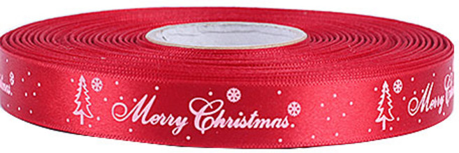 크리스마스리본 크리스마스포장지 선물 포장 끈, 05_화이트츄리 15mm 25y 빨강