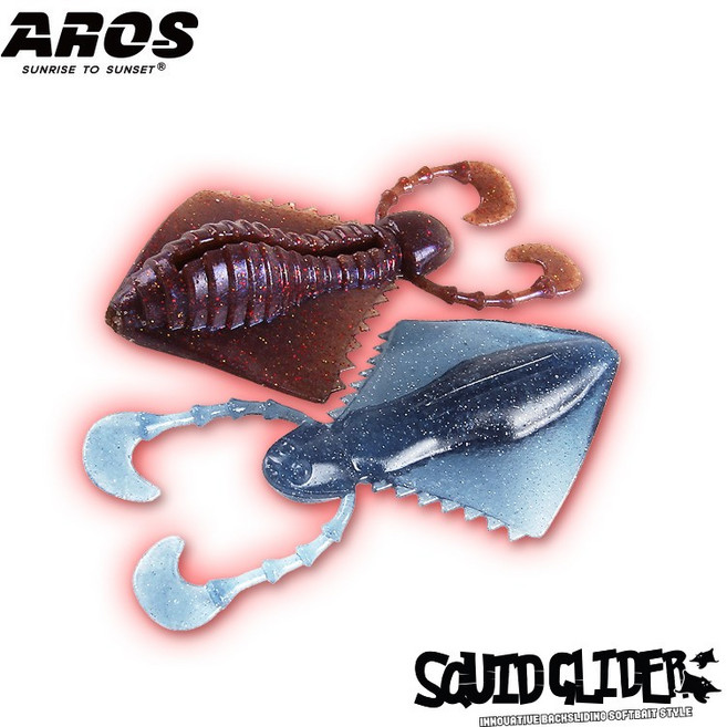 아로스 스퀴드 글라이더 2.2인치 오징어웜 백슬라이딩웜 소프트베이트, 6개, 8g, #04 WATERMELON