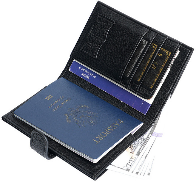 가죽 여권 케이스 지갑 차단 해킹방지 안티스키밍