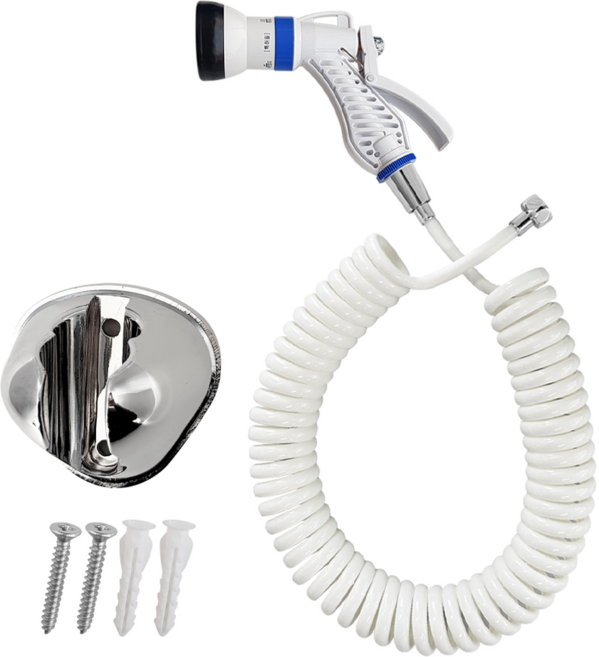 베란다 욕실 청소건 다기능분사기 + 7m 스프링 코일호스 세트, 1개