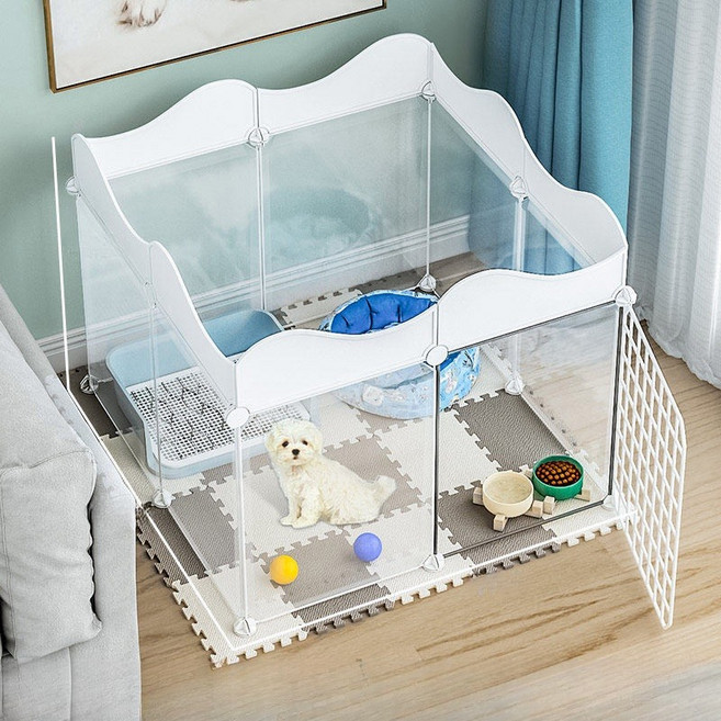 DELUXE PET SUPPLIES 寵物圍欄 自由組合隔離柵欄, 白色/寵物圍欄, 8個