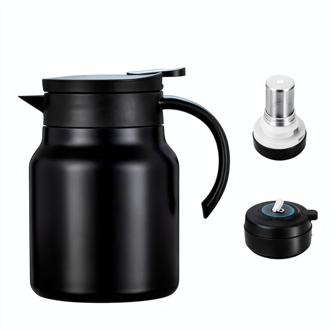 HYPXL 316不鏽鋼泡茶壺, 智慧款啞光黑, 1個, 1000ml