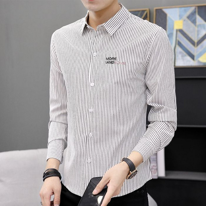 川月商行 2024春秋長袖襯衫男士韓版潮流花色襯衣青年免燙正裝休閒百搭上衣