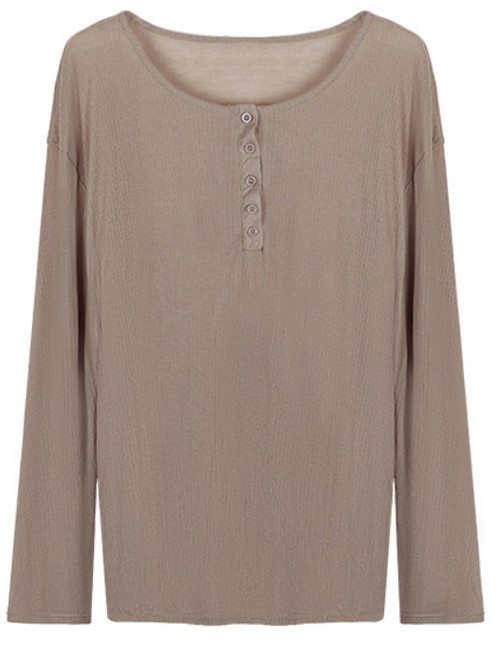 simonsimonsimonsimon V領長袖罩衫 韓版薄款寬鬆防曬上衣, 咖色