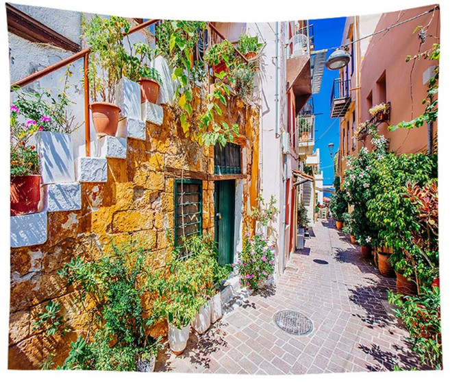 [스테디] 패브릭포스터 40종 감성 그림 거실 벽가리개 바다 풍경 행잉 태피스트리, 21.골목길1