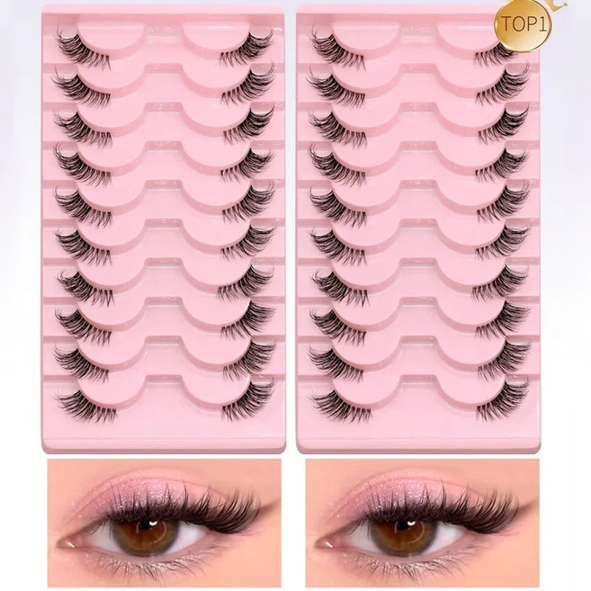 GROINNEYA 2박스 반쪽 속눈썹 자연스럽고 푹신한 고양이 부드럽고 가느다란 인조 밍크 날개 달린 끝 길쭉한, 16 Two boxs-JA2513